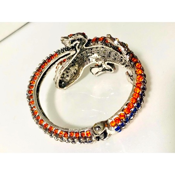 Rhinestone Crocodile Hinged Bangle Bracelet - Picture 8 of 12